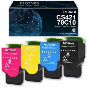 Ennovor 78C10 CS421 Toner Cartridge 78C10K0 78C10C0 78C10M0 78C10Y0 Replacement for CS421 CS521 CS622 CX522 CX421 CX622 CX625 Printer(4Pack,Black Magenta Yellow Cyan)
