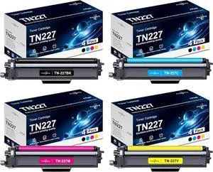 Ennovor TN227 Toner Cartridge High Yield Replacement for Brother TN227 TN227BK TN227C TN227M TN227Y with MFC-L3750CDW MFC-L3770CDW HL-L3290CDW HL-L3210CW HL-L3230CDW Printer 4-Pack