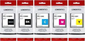 Ennovor PFI120 130-ml Ink Tank (5-Pack, Matte Black, Cyan, Magenta, Yellow, Black) Lometic Compatible PFI120MBK PFI120BK PFI120C PFI120M PFI120Y Replacement for Canon TM-205 TM-300 TM-305 Printer