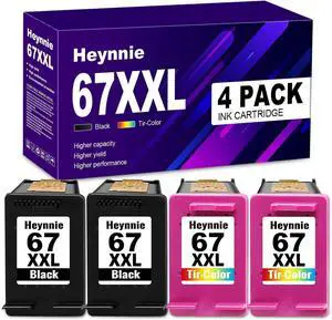 Ennovor Remanufactured Ink Cartridges Replacement for HP 67XXL XXL 67XL 67 XL for DeskJet 2700 2755 4155e 4155 Envy 6055e 6455e 6400 6055 6075 Envy Pro 6452 6458 6475 Printers (2 Black, 2 Tri-Color)