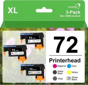 Ennovor QUEENPRINT Remanufactured 72 printheads C9380A C9383A C9384A New Updated Chips Replacement for HP Designjet T610 T620 T770 T790 T1100 T1120 1200 (1MB+Y+1M+C+PBK+GY)- 1 Set 3PK