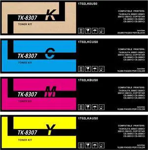 Ennovor TK-8307 TK8307 Toner Cartridge Replacement for TK-8307K TK-8307C TK-8307M TK-8307Y for Mita Taskalfa 3050ci 3550ci 3051ci 3551ci Printer (1T02LK0US0 1T02LKCUS0 1T02LKBUS0 1T02LKAUS0, 4-Pack)