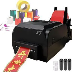 Ennovor Satin Ribbon Printer Machine, Digital Thermal Ribbon Hot Foil Stamping Printing Machine, Lanyard Textile Foil Stamping Fabric Label Printer, 200DPI, 150mm/s,Supports 50+ Languages,SingleRow