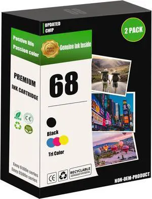 Ennovor 68 Ink Cartridges Compatible for Envy 6152e 6155e 6552e 6555e 6558e Printers (1 Black 1 Tri-Color)