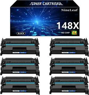 Ennovor NineLeaf 148X No Chip Compatible Toner Cartridge Replacement for HP W1480X Black Toner Cartridge to use for Laser Jet Pro 4001dw 4001dn 4001n MFP 4101fdw 4101fdn, 6PCS, 9500 Pages