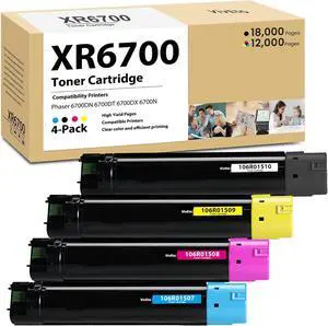 Ennovor Phaser 6700 High Capaticy Toner Cartridge Set Replacement for Xerox 6700 106R01510 106R01509 106R01508 106R01507 Work with Phaser 6700 6700Dn 6700DT 6700DX 6700N Printer, 4-Pack C/M/Y/K