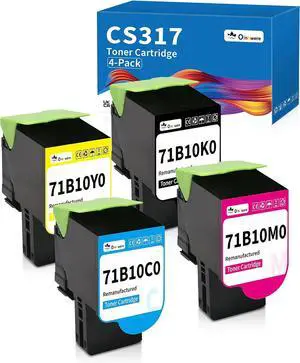 Ennovor CS317 Remanufactured Toner Cartridge Replacement for Lexmark CS317 CS317dn CX317 CX317dn CS417 CX417 CS517 CX517 71B10K0 71B10C0 71B10M0 71B10Y0 (High Yield, 4-Packs)