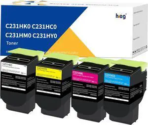 Ennovor HEG Compatible C2325 C231 Toner Cartridge Replacement for Lexmark C2325dw MC2325adw C2535dw MC2535adwe C2425dw MC2425adw C2640 MC2640adwe Printer C231HK0 C231HC0 C231HM0 C231HY0(4 Pack)