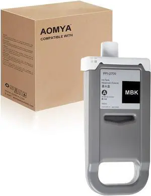 Ennovor Aomya PFI-2700 Ink Cartridge Pigment Ink Tank Compatible Canon PFI2700 MBK Ink Tank for PRO-2600 PRO-4600 PRO-6600 GP-2000 GP-4000 GP-4600S GP-6600s Printers(700ML Matte Black)