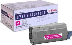 Ennovor 1 Pack Magenta 44318602 Compatible C711 Toner Cartridge, Replacement for OKI C711 (44318602) - Compatible with: C711 C710 C710N C711DN C711N Printer| Up to 12,000 Pages 1 Each