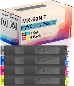 Ennovor MX-60NT Toner Cartridge Compatible for Sharp MX-5050V MX-5051 MX-5070N MX-5070V MX-5071 MX-6050N MX-6050V MX-6051 MX-6070N MX-6070V Printers (4-Pack BK/C/M/Y)