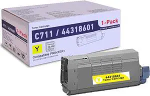 Ennovor 1 Pack Yellow 44318601 Compatible C711 Toner Cartridge, Replacement for OKI C711 (44318601) - Compatible with: C711 C710 C710N C711DN C711N Printer | Up to 12,000 Pages 1 Each