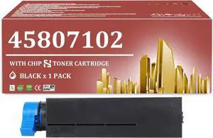 Ennovor 45807102 Toner Cartridge Replacement Cartridge for OKI 45807102 Black Toner Cartridges, 1 Pack(with Chip), High Yield(3,000 Pages) for OKI B432dn B432dnw B512dn MB472w MB472dnw Printers