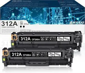 Ennovor 312A Black Toner Cartridge Replacement for HP 312A Toner for Color Laser Pro MFP M476dn M476dw M476nw Printer , (2 Pack,CF380A)