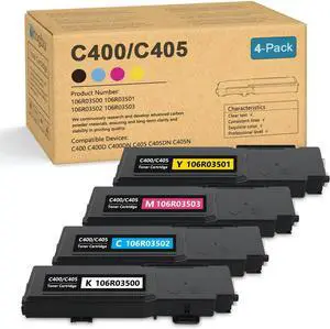 Ennovor VersaLink C400 / C405 Toner Cartridge 4 Pack (BK/C/M/Y) - 106R03500 106R03501 106R03502 106R03503 Toner Set Replacement for Xerox VersaLink C405 C400 C400D C400DN C405 C405DN C405N Printer