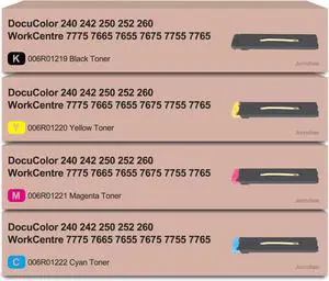 Ennovor 7655 7665 7675 Toner Cartridge Replacement for Xerox 006R01219 006R01220 006R01221 006R01222 for Workcentre 7655 7665 7675 Docucolor 240 242 250 252 260 Toner KCMY, 4-Pack
