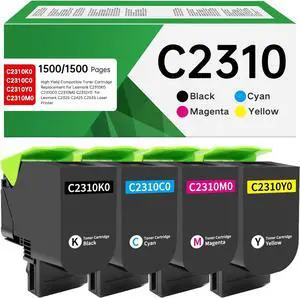 Ennovor C2310 C2325 Remanufactured Toner Cartridge Replacement for Lexmark C2310K0 C2310C0 C2310M0 C2310Y0 C2325dw MC2325adw C2425dw C2325 MC2425adw C2535dw MC2535adwe MC2640adwe (High Yeild, 4Pack)