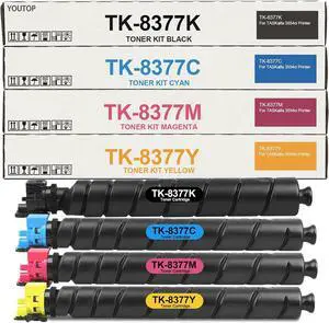 Ennovor TK8377 TK-8377 Toner Cartridge TK-8377K TK-8377C TK-8377M TK-8377Y Color Set Replacement for Kyocera TASKalfa 3554ci Printer