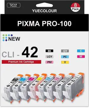 Ennovor CLI-42 8 PK Value Pack Ink Compatible Ink Cartridges Replacement for Canon CLI-42 CLI42 Use with Pro-100 Pro 100 Printer Professional Inkjet PIXMA PRO-100 Ink (8 Colors)