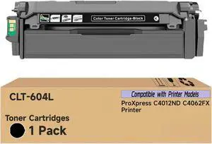 Ennovor CLT-604L SU215A CLT-K604L CLT-C604L CLT-M604L CLT-Y604L Toner Cartridges Compatible with Samsung ProXpress C4012ND C4062FX Printer, High Yield 16000 Pages, Ultra Clear Printing (Black)