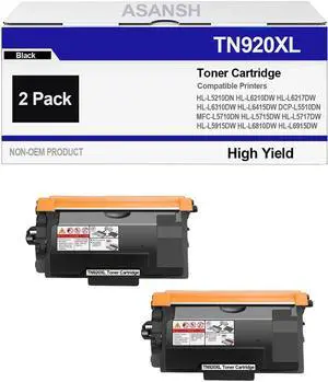 Ennovor TN-920XL TN920XL TN920 XL TN920V High Yield Toner Cartridge Use for HLL5210DN HLL5210DW HLL5215DW HLL6210DW HLL6217DW HLL6310DW HLL6415DW DCPL5510DN MFCL5710DN Printers (2-Black)