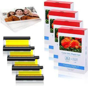 Ennovor 4 Set Compatible with Canon Selphy CP1500 CP1300 KP-36IN Color Ink Cartridge and Paper, 144 4x6 Photo Paper and 4 Ink Cartridges for Selphy CP1200 CP1000 CP910 CP900 CP810 Photo Printer