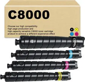 Ennovor VersaLink C8000 Toner Cartridge Extra High Capacity Replacement for Xerox C8000 106R04049 106R04048 106R04047 106R04046 Work for Versalink C8000 Printer (4-Color)