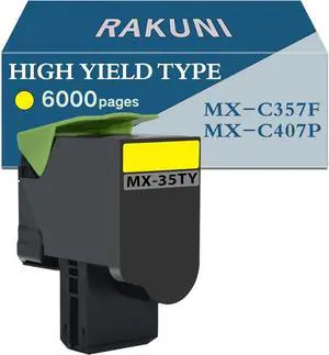 Ennovor MX-C35TY Yellow Compatible High Yield Toner Cartridge Replacement for Sharp MX-C35TB MX-C35TC MX-C35TM MX-C35TY, for Use in MX-C357F MX-C407P Printer (Yellow 6000 Pages)