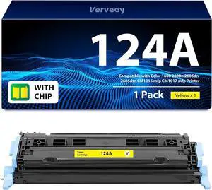 Ennovor 124A (Q6002A) Toner Cartridge | Replacement for HP 124A Yellow Toner Compatible with Color Laserjet 2600n 1600 2605 1015 1017 Printer - Single Pack (with Chip)