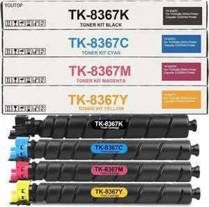 Ennovor TK8367 TK-8367 Toner Cartridge TK-8367K TK-8367C TK-8367M TK-8367Y Color Set Replacement for Kyocera TASKalfa 2554ci Copystar CS2554ci Printers