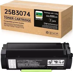 Ennovor 25B3074 High Yield Black Toner Cartridge (45,000 Pages) - Compatible with Lexmark M5255 M5270 XM5355 XM5370 XM7355 XM7365 XM7370 Printers(with Chip)