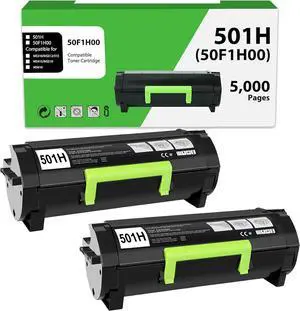 Ennovor 50F1H00 501H Toner Cartridge Compatible Replacement for Lexmark 501H 50F1000 for MS310dn MS312 MS410dn MS510dn MS610dn MS312dn MS315dn MS415dn(5,000 Pages 2 Pack Black)