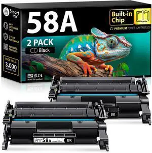 Ennovor Smart Ink Compatible 58 A Toner Cartridge Replacement (with CHIP) for HP 58A CF258A (2 Black Pack) to use with HP Laserjet Pro M404n M404dn M404dw MFP M428fdw M428fdn M428dw