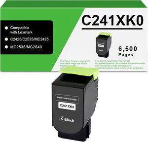 Ennovor C241XK0 Black Extra High Yield Toner Cartridge 6500 Yield Black Compatible with Lexmark C2425 C2535 MC2425 MC2535 MC2640