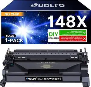 Ennovor 148X Toner Cartridge (No Chip) - Replacement for HP 148A Toner Cartridge, 148X W1480X Compatible with HP Laserjet Pro 4001dw 4001dn 4001n MFP 4101fdw 4101fdn Series Printers (Black, 1 Pack)
