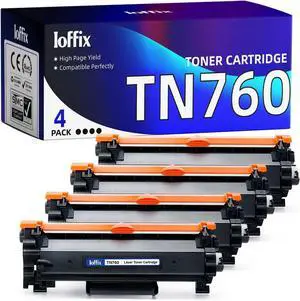 Ennovor Compatible TN-760 Toner Cartridges Replacement for Brother TN760 TN-760 TN-730 Toner Use with Brother MFC-L2710DW MFC-L2750DW HL-L2370DW HL-L2395DW HL-L2390DW Printer (Black, 4 Pack)