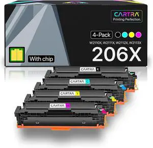 Ennovor CATRA 206x High Yield Toner Cartridge Compatible with 206X Toner Cartridge Set, Works with Color Laser Jet Pro MFP M283fdw M283fdn M283cdw, M255dw, M255nw, M282nw 4Pack W2110X