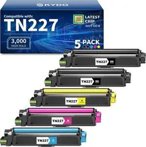 Ennovor Toner Cartridges Compatible for Brother TN227 BK/C/M/Y High Yield Toner Cartridge for Brother HL-L3270CDW MFC-L3770CDW HL-L3290CDW MFC-L3710CDW HL-L3210CW HL-L3230CDW Printer(2BK/1C/1M/1Y)