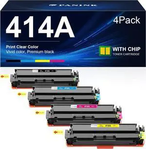 Ennovor Compatible 414A Toner Cartridges 4 Pack (with Chip) Replacement for 414A 414X W2020A W2020X Work for HP Color Pro MFP M479fdw M479fdn M454dw M454dn M479 M454 Printer(4 Pack)