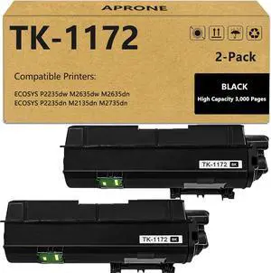 Ennovor TK-1172 TK1172 Black Toner Cartridge Compatible for Kyocera TK 1172 for ECOSYS M2040dn M2540d M2540dw M2640idw Printers (7200 Pages, 2-Pack)