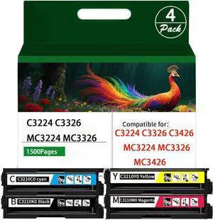 Ennovor C3224 Toner Cartridge for C3210C0 C3210K0 C3210M0 C3210Y0 Toner Cartridge Use for C3224 C3326 C3426 MC3224 MC3326 MC3426 Printers4 Pack with chip