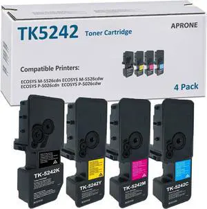 Ennovor TK-5242 TK5242 Toner Cartridge Compatible for Kyocera TK-5242K TK-5242C TK-5242M TK-5242Y for ECOSYS P-5026cdw M-5526cdn P-5026cdn M-5526cdw (Black/Cyan/Magenta/Yellow,4-Pack)