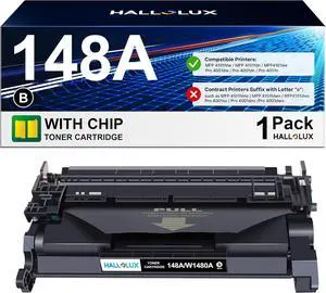 Ennovor HALLOLUX 148A Toner Cartridge (with Chip) Black Compatible Replacement for HP 148A 148X W1480A W1480X for HP Laserjet Pro 4001dw 4001dn 4001n MFP 4101fdw 4101fdn Printer (1 Pack Black Toner)