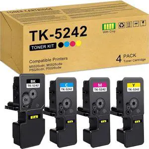 Ennovor TK5242 TK-5242 Replacement for Kyocera TK5242 TK-5242 Toner Cartridge Set Compatible for Kyocera ECOSYS M5526cdn / M5526cdw / P5026cdn / P5026cdw Laser Printers (4PACK)