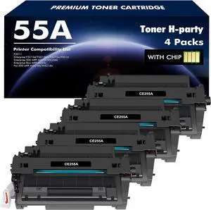 Ennovor P3015 CE255A 55A Black Toner Cartridge 4-Pack Compatible Replacement for HP 55A CE255A 55X CE255X for HP P3015 P3015x P3015dn Pro 500 MFP M521dw M521dn M521 M525 Printer Ink