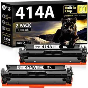 Ennovor Smart Ink Compatible 414A Toner Cartridge Replacement for HP 414 A with Built-in Chip (2 Black Pack) to use with Color Laserjet Pro MFP M479fdw M479fdn M479fdw M454dw M454dn