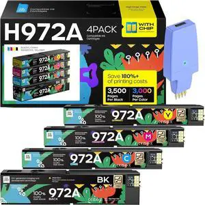 Ennovor 972A 972 A Ink Cartridge Compatible with HP PageWide MFP 377dw 377dn / PageWide Pro 452dw 452dn / PageWide Pro Multifunction 477dw 477dn 577dw 577z Printer (BCMY, 4 Pack)