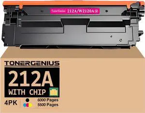 Ennovor w2123a/212a Toner Cartridge Compatible for m554 Toner M555dn Laser Printer MFP M578dn/f/c/z/x Printer Ink Cartridge 212a (Magenta) Color Toner