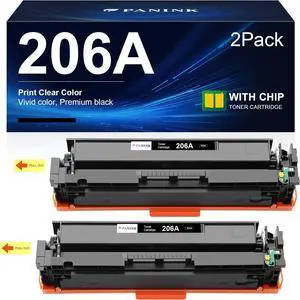 Ennovor Compatible 206A Toner Cartridges (with Chip) Replacement for HP 206A 206X Black W2110A W2110X for HP Color Pro MFP M283fdw M255dw M283cdw M283 M255 Toner Printer (2 Black)