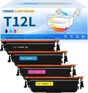 Ennovor T12L T12 Toner Cartridge Compatible with Canon 5098C005AA 5097C005AA 5096C005AA 5095C005AA for Canon imageCLASS X LBP1333C MF1333C i-SENSYS X C1333i C1333iF C1333P Printers(4-Pack)